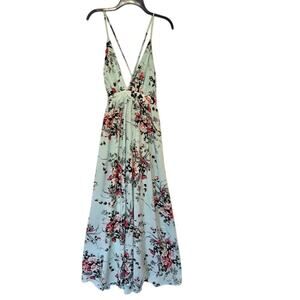 Womens Y2K Babydoll‎ Floral Maxi Dress M/L Fairy Flowy Coquette Event Guest
